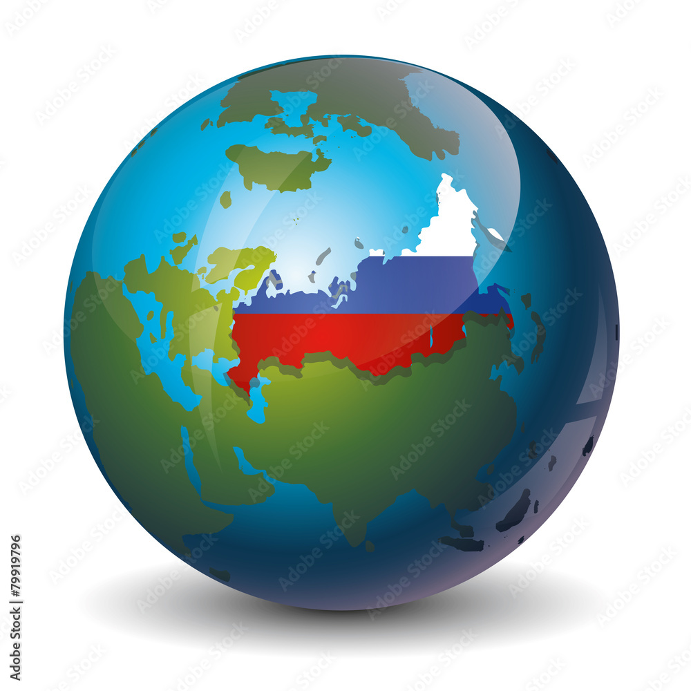 Russia on globe Russia on globe