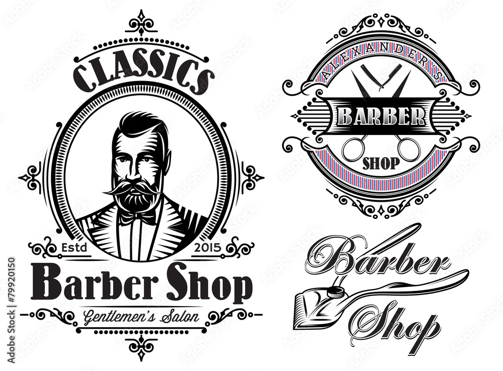 Fototapeta premium set of emblems on a theme barber shop