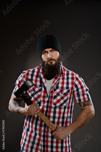 Bearded man like lumberjack