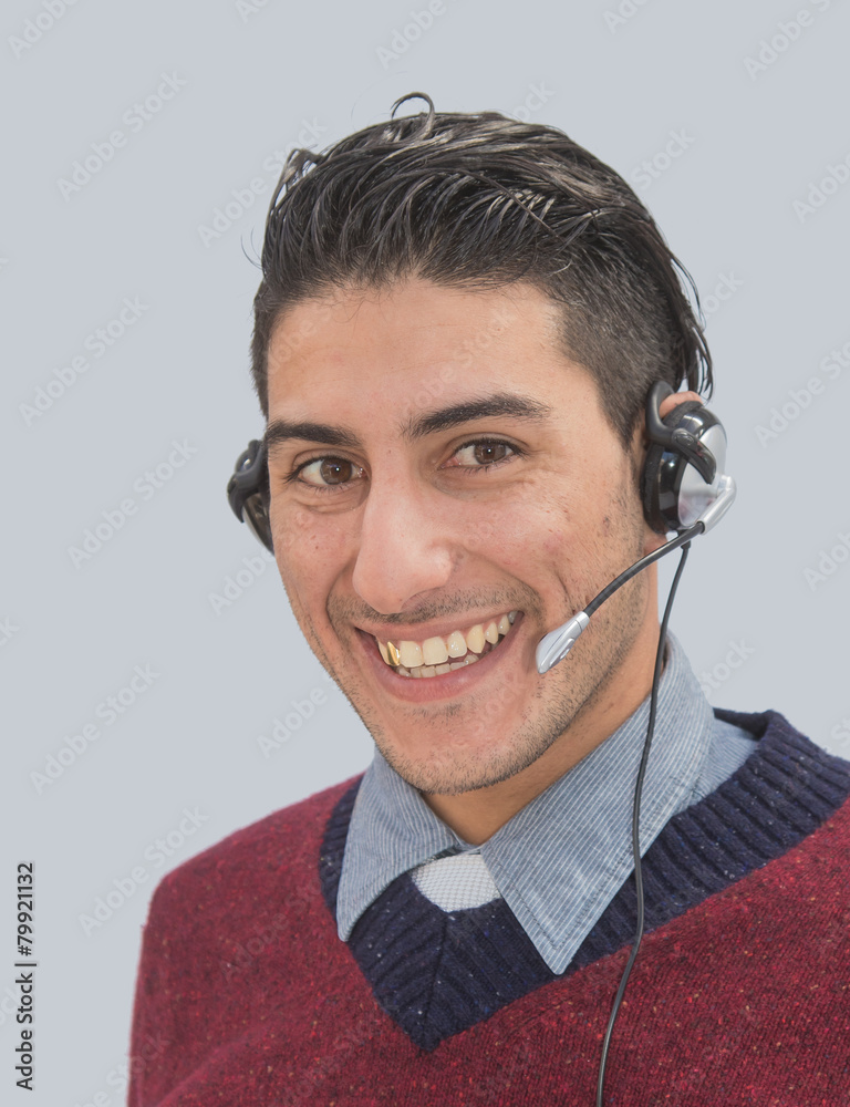 Friendly smiling help desk employee StockFoto Adobe Stock