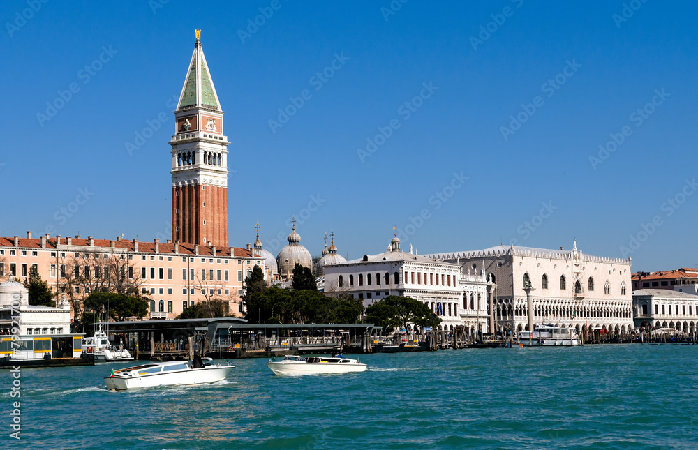 Doge's palace and Campanile on Piazza di San Marco, Venice Italy