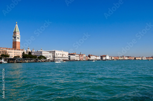 Venice lagoon with Doge's palace and Campanile, Italy