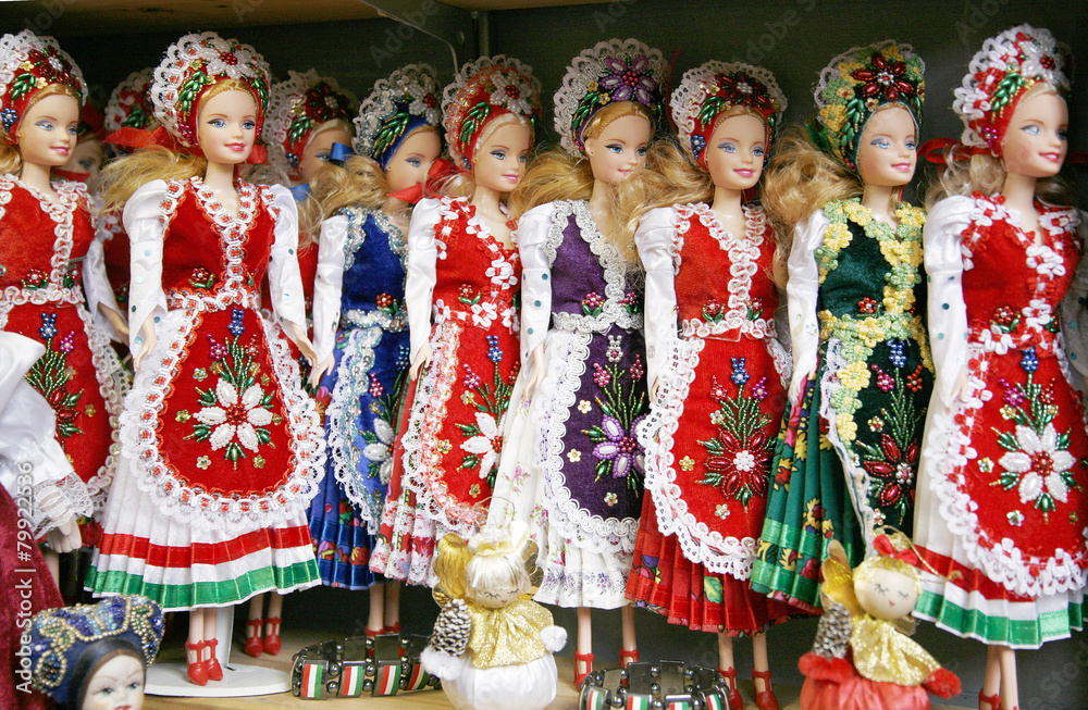 Toy dolls in authentic hungarian folk costumes