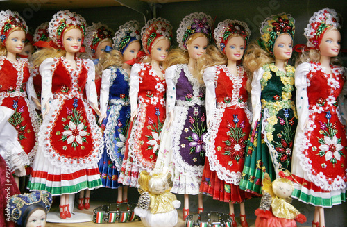 Toy dolls in authentic hungarian folk costumes