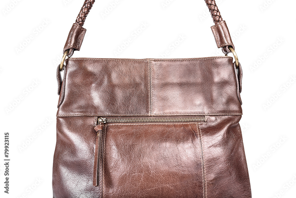 Brown leather handbag