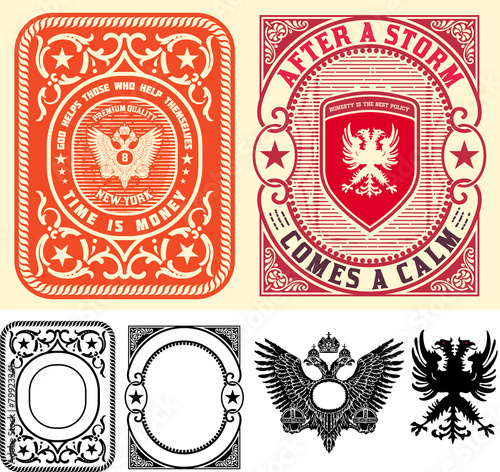 Premium Quality Cards set. Baroque ornaments and floral details.