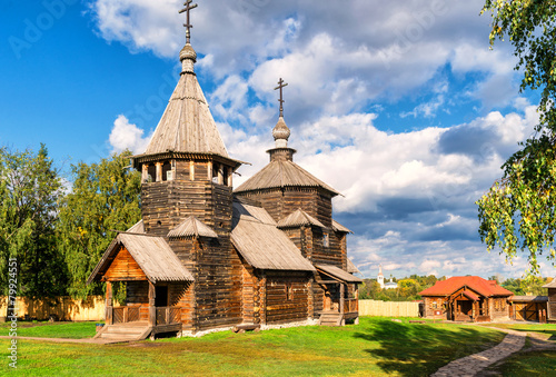 Traditional Russian wooden church in Suzdal, Golden Ring of Russia photo