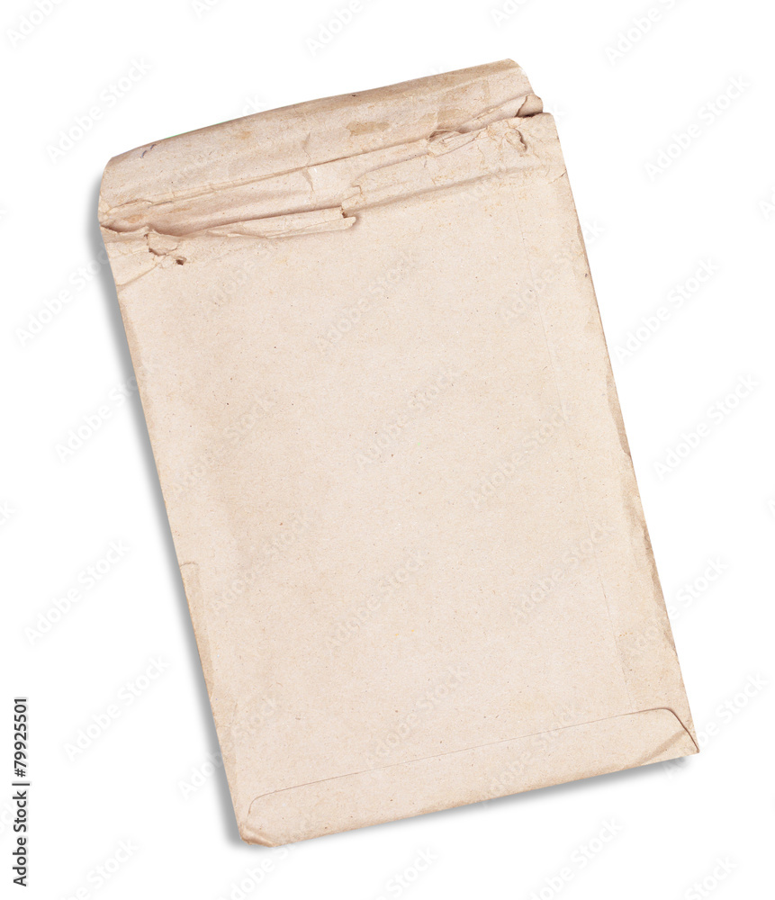 Old brown envelope isolated on white Old brown envelope isolated on white
