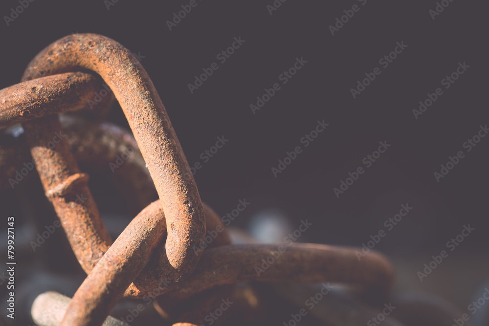 Obraz premium Macro Old and rusty chain