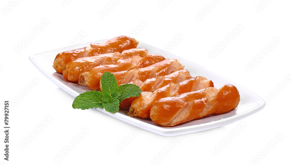 fried sausages Isolated on a white background fried sausages Isolated on a white background