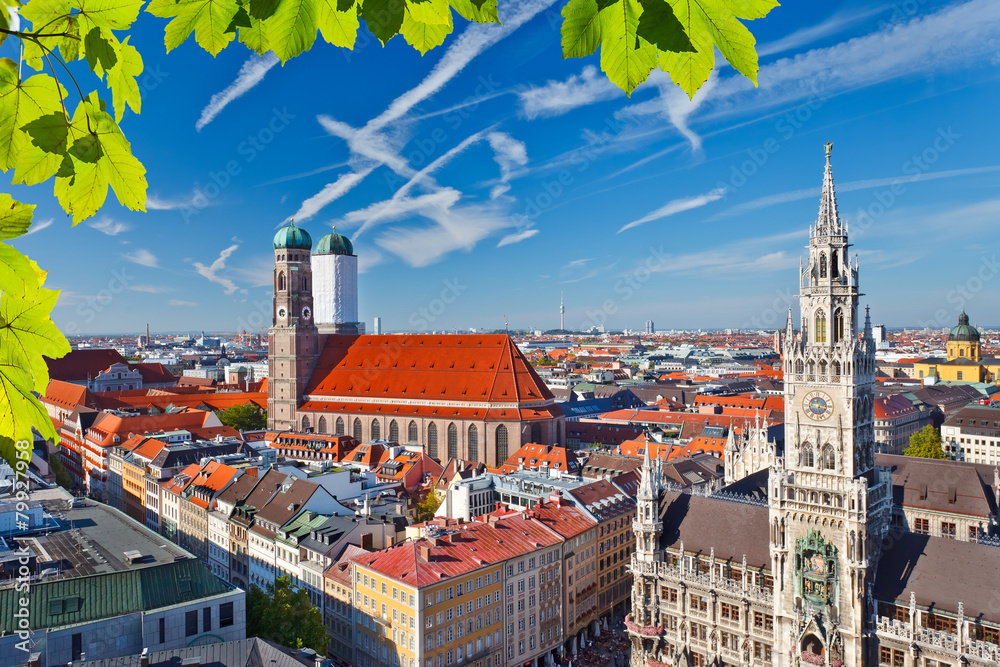 Naklejka premium Widok z lotu ptaka na Munchen