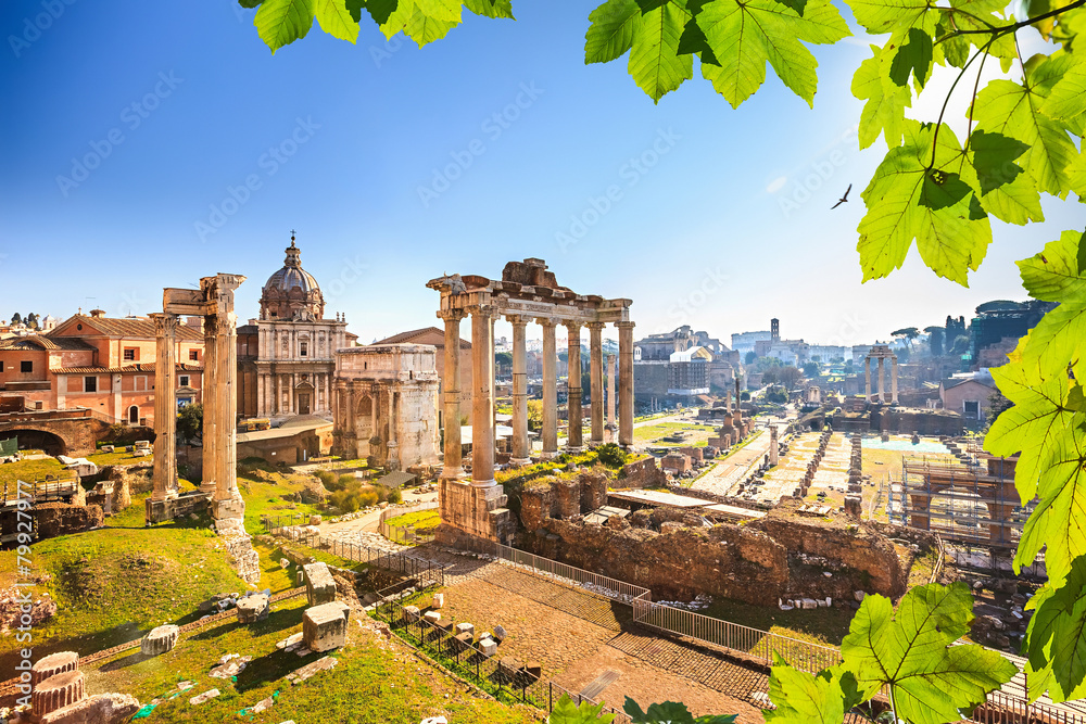 Naklejka premium Rzymskie ruiny w Rzymie, Forum