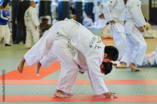 Japanese students practicing Judo at Shudokan Hall in Osaka