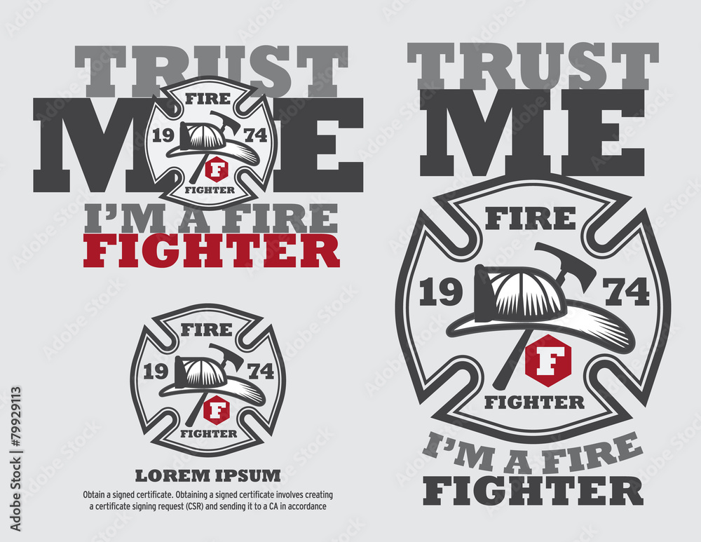 Fototapeta premium Fire Fighter Logo Design Vector Template And Typrograpic Design