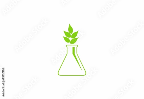 Lab glass,logo ecology, nature , leaf, green icon