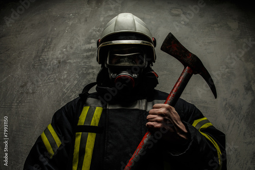 Firefighter in uniform photo