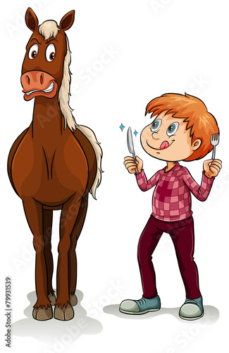 Young boy and a horse