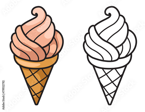 colorful and black and white ice cream for coloring book