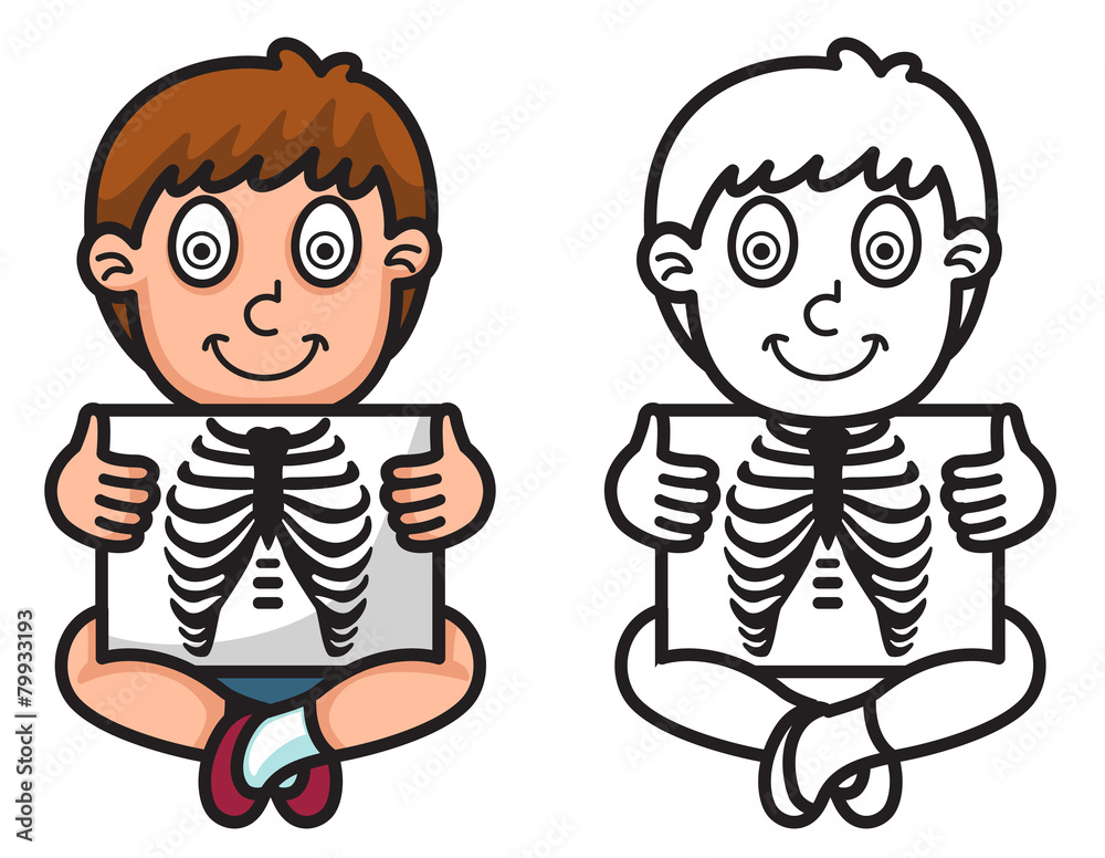 colorful and black and white xray for coloring book Stock Vector