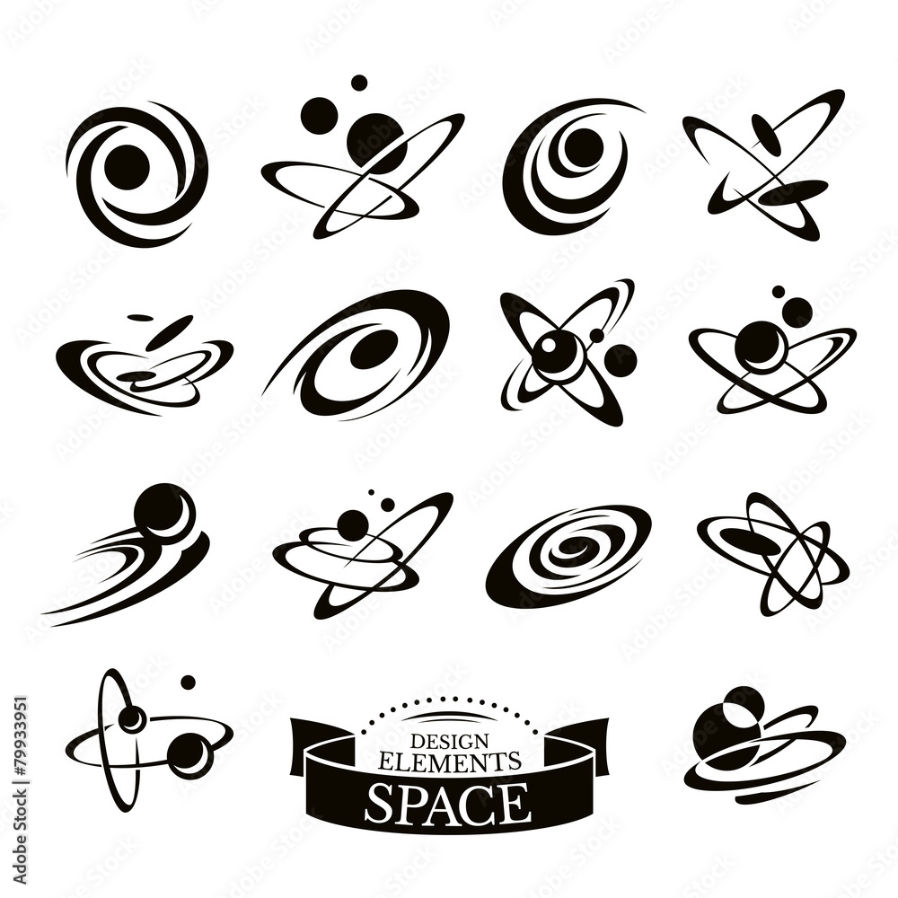 Fototapeta premium Set of abstract space icons vector illustration