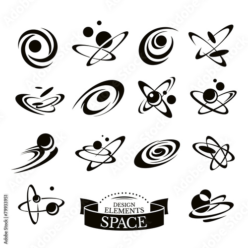 Set of abstract space icons vector illustration