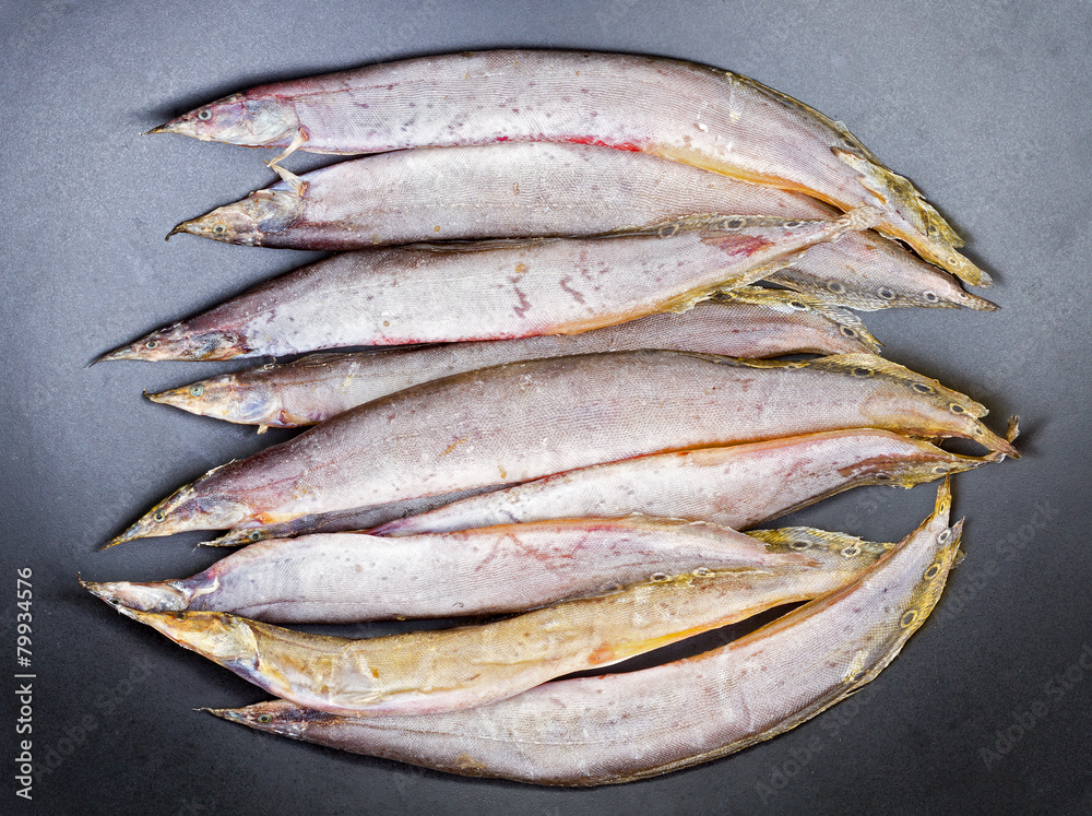 Dried salted Spotfinned spinyeel - Macrognathus siamensis. Dried salted Spotfinned spinyeel - Macrognathus siamensis.