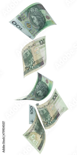 Spadające banknoty 100 PLN