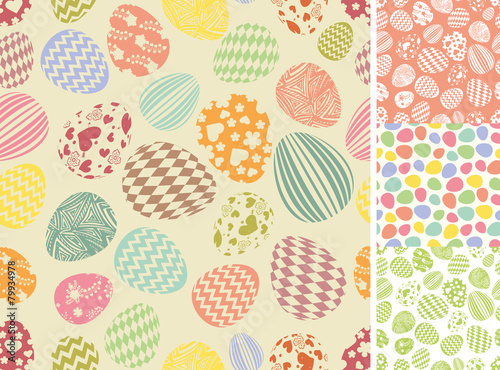 Easter eggs seamless pattern set.Silhouette