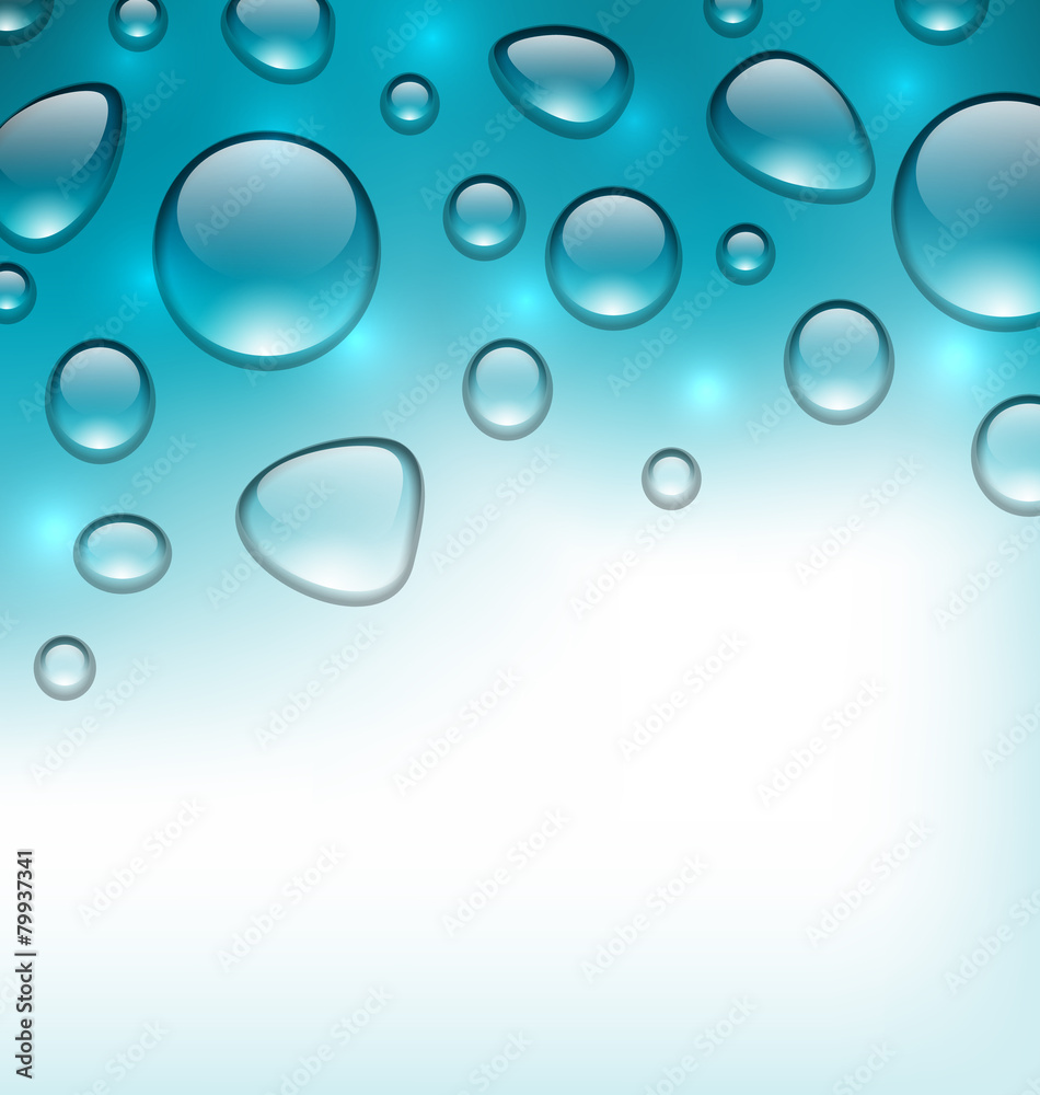 Water abstract background with drops, place for your text