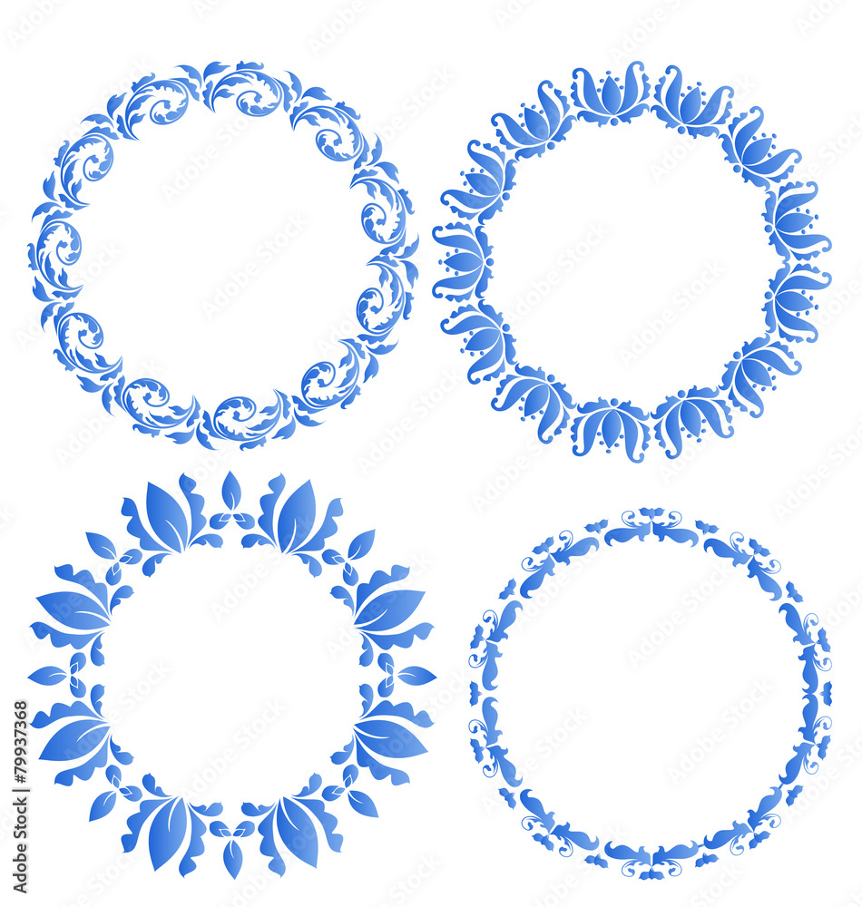 Set floral ornate round frames for your design of celebration po Set floral ornate round frames for your design of celebration po