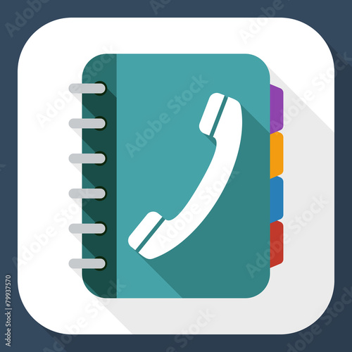 Phone book flat icon with long shadow