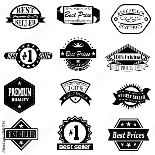 Set of Best Price & Best Seller badges, labels, and logos