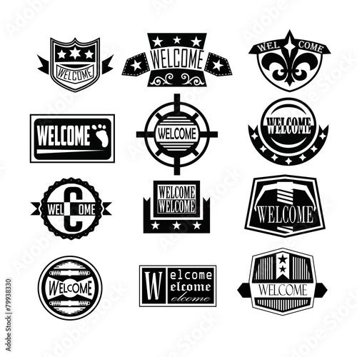 Set of Welcome badges, logos, and labels