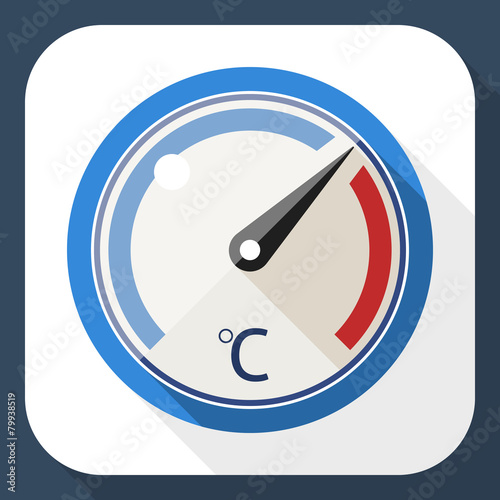 Thermometer flat icon with long shadow