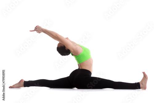 Sitting in splits yoga exercise