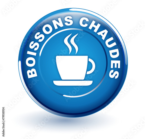 boissons chaudes sur bouton bleu