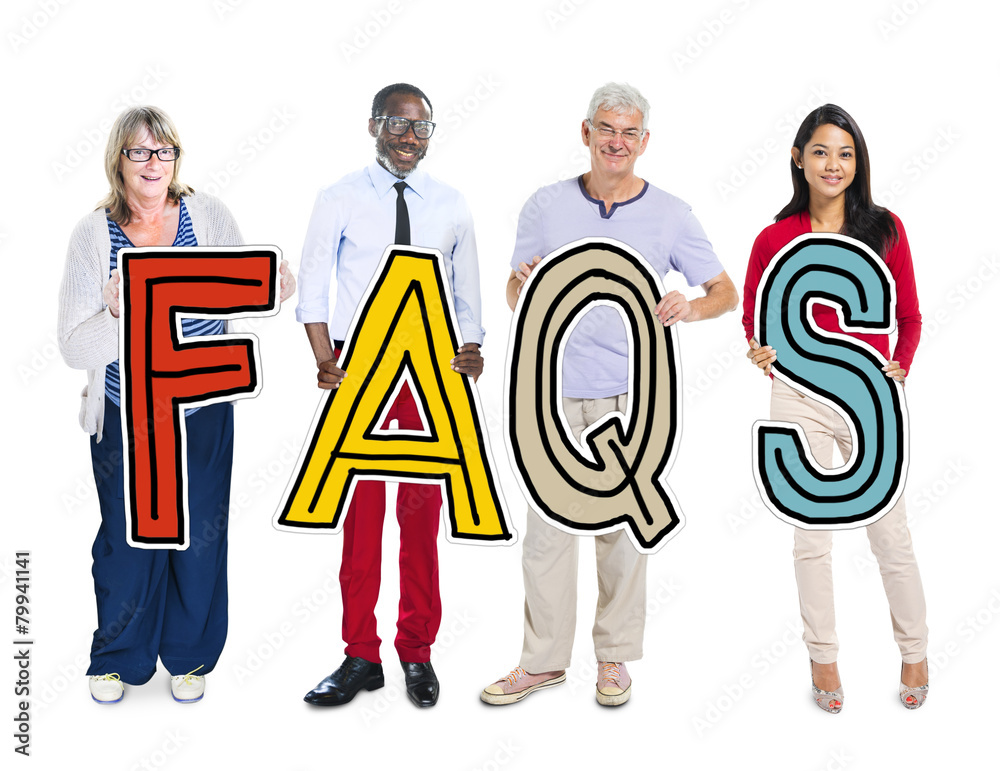 Group of People Standing Holding FAQS Concept Group of People Standing Holding FAQS Concept