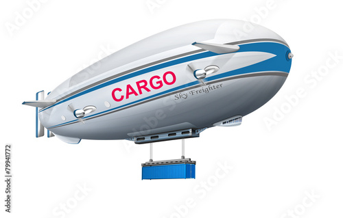 Cargo - Zeppelin, Schwerlast - Luftschiff mit Container,freigest photo
