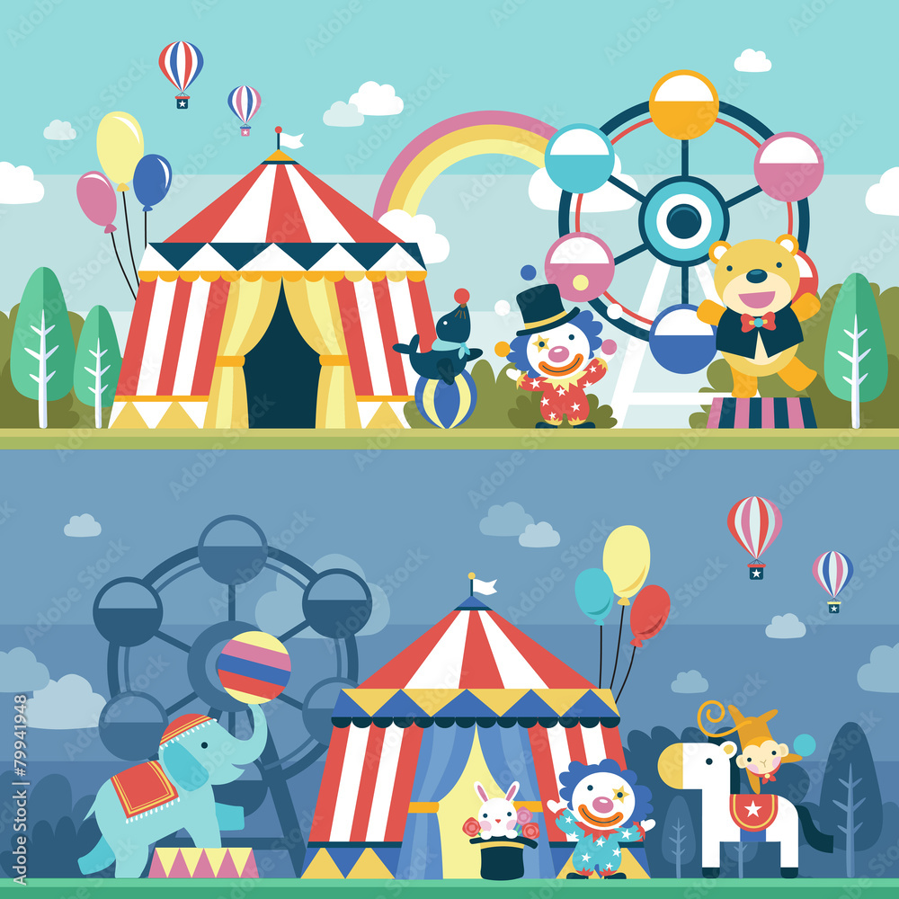 lovely circus performance scene set lovely circus performance scene set