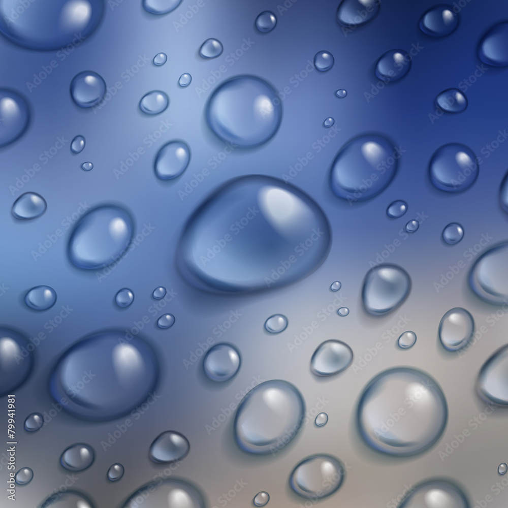 close-up look at transparent water drops