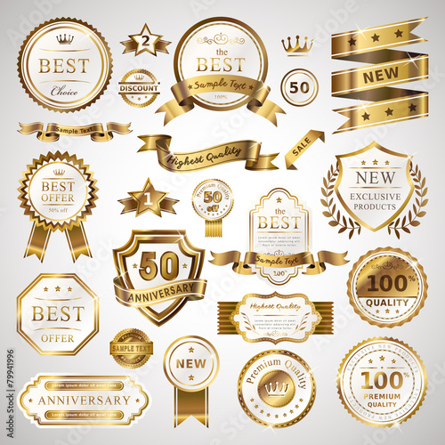 golden business labels set