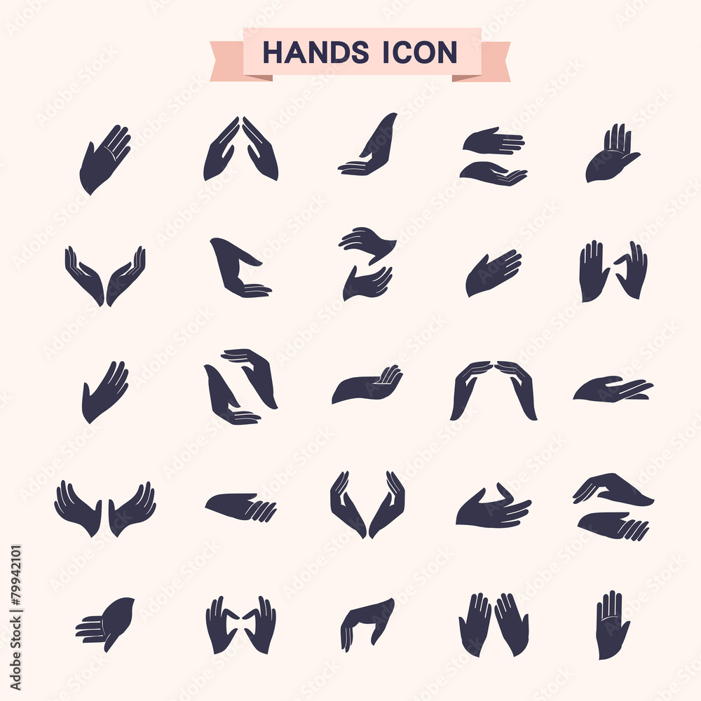 Fototapeta premium various hand gestures icons set
