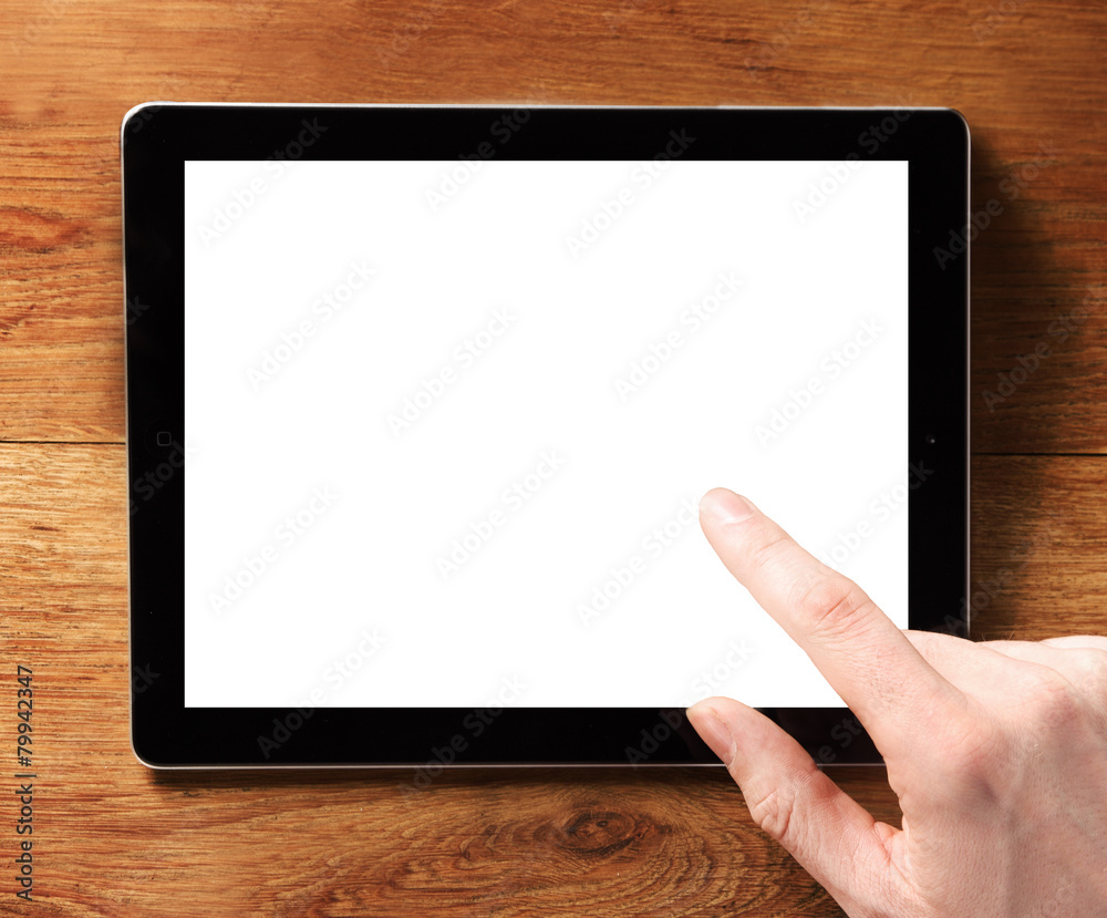 Finger Touching Digital Tablet with White Screen Finger Touching Digital Tablet with White Screen