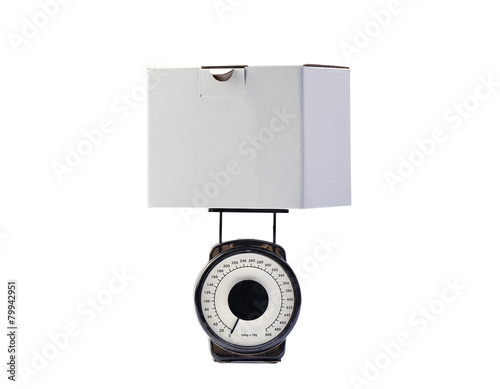 weighing a box for ship, clipping path