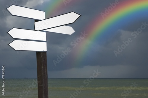 Guidepost on a seashore