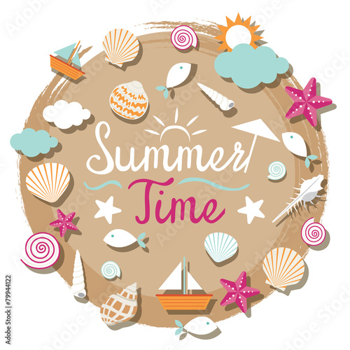 Sea Shell and Summer Objects Icons Heading