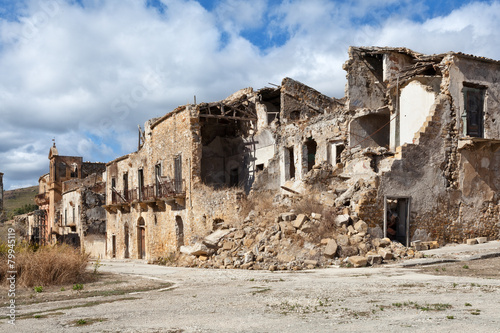 Collapsed buildings after an earthquake in Sicily