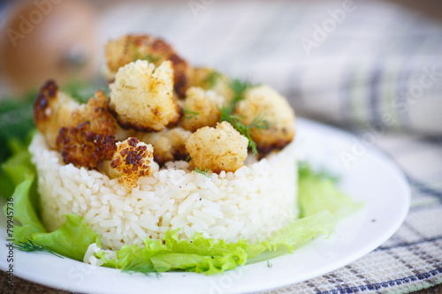 fried cauliflower with boiled rice