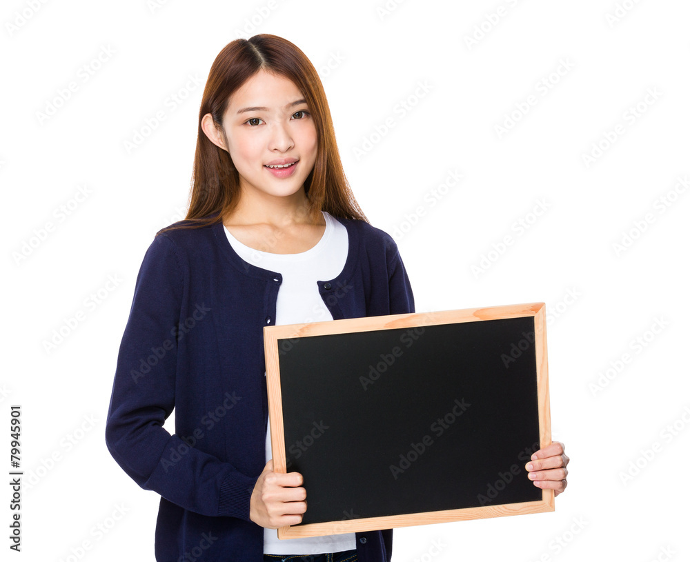 Beautiful asian women asian hold wood blackboard Beautiful asian women asian hold wood blackboard