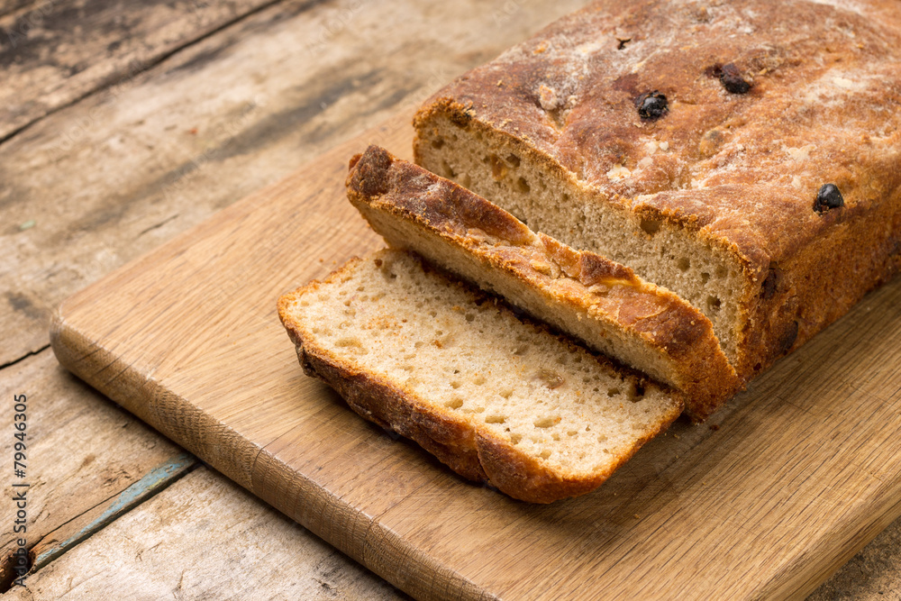 Sliced loaf of homemade unleavened wheat bread Sliced loaf of homemade unleavened wheat bread